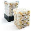 BESCON DICE Bescon 12mm 6 Sided Dice 36 in Brick Box, 12mm Six Sided Die (36) Block of Dice, Marble White