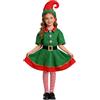 Generic Costumi Bambina Costume Elfo di Natale Christmas Santa Costume per Natale 4 Pezzi Vestito di Natalizio Abito Verde Rosso Natalizio Outfits Elfo Costumi per Ragazza Adulti (Green, 3-4 Years)