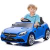 sun baby Auto elettrica per bambini Mercedes di 3 anni, potenza motore 2x30W, volante con suono, cinture di sicurezza (Blu)