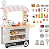 RELAX4LIFE Bancarella Giocattolo per Bambini, Gioco Negozio/Supermercato in Legno con Registratori di Cassa, Bancarella Mercato per Bambini 3+ Anni (GRIGIO)