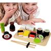 Générique Set da gioco di sushi in legno, sushi per giocare il cibo,Set da cucina creativo come simulato | Gioco fatto a mano per fare pasti falsi per ragazza, ragazzo, compleanno, classe