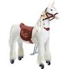 Ponnie - Unicorno M, cavallo da equitazione per bambini, 5-12 anni, unicorno su ruote, in peluche, con una criniera a pettine, supporto regolabile per i piedi