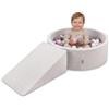 KiddyMoon Area Giochi in Schiuma con Piscina di Palline 90x30cm e Rampa 100 Palline 7cm per Neonati e Bambini - Grigio Chiaro: Bianco Grigio Rosa Cipria