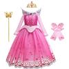 CinheyU Bella Addormentata Carnevale Costumi per Bambine Aurora Principessa Compleanno Abiti Ragazze Natale Halloween Cosplay Cerimonia Festa Tulle Vestito con Accessori 4-5 anni