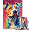 AITEXI puzzle 1000 pezzi per adulti Colore del cane Pitbull Pitbull Allena il tuo cervello e le tue mani Decorazioni e regali unici per la casa 75x50cm
