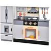 COSTWAY Cucina per Bambini in Legno con Funzione Luci e Suoni, Frigorifero, Macchina del Ghiaccio, Forno, Microonde, Lavello e Rubinetto, 3+ Anni