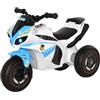 HOMCOM Moto Giocattolo a 3 Ruote per Bambini 18-36 Mesi, Motocicletta Cavalcabile Stile Polizia con Musica e Fari Senza Pedali in PP e Metallo Bianco e Azzurro