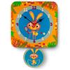 Dida - Conigli, Orologio a Pendolo da Parete per Bambini con Animali in Legno, Arreda e Rallegra la Cameretta dei Bimbi e ogni Ambiente della Casa, Prodotto Made in Italy