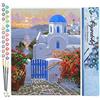 Figured'Art Dipingere con i Numeri - Paint by Numbers Villa Greca, Passatempo per Adulti, Kit Completo, Hobby Creativi - Quadri fai da te 40x50cm senza cornice