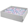 KiddyMoon Piscina di Palline 120X30cm/300 Palline Grande Quadrato per Bambini Fabbricato in EU, Grigio Chiaro:Azzurro/Rosa Chiaro/Perla