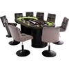 HOME DELUXE - Tavolo da poker con 8 sedie DOUBLE UP - Tavolo con illuminazione a LED e portabibite, dimensioni: 215 x 106 x 78 cm, colore sedia: grigio chiaro I tavolo da gioco tavolo da poker