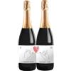 Bottle-Up Couple wine bottiglie personalizzate di Prosecco DOC per San Valentino, bomboniere, regalo per innamorati e coppie, anniversario di fidanzamento e di matrimonio (Fil rouge, 0,75 L)