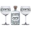 Gingarby Spirito Naturale GinGarby Confezione FIRST LOVE GIN + 2 Bicchieri | Ginepro, Mela Rosa dei Sibillini, Pesca della Valdaso, Erbe mediterranee, Spezie | Set Bottiglia Serigrafata 70cl. + 2 Calici
