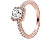 PANDORA Timeless Anello Elegance placcato in oro rosa 14 k con zirconi cubici trasparenti, 58