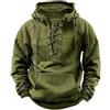 YOSUWOAI Felpa con cappuccio da uomo, stile gotico, vintage, con cappuccio, tattico, con cappuccio, stile punk, maglione da lavoro, abbigliamento vichingo, maglione medievale, inverno caldo, O marrone