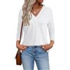 shownicer Maglietta da donna a maniche a 3/4, con scollo a V, maglietta estiva, casual, basic top, A bianco., L