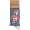 Wrendale Designs Calzini natalizi da uomo - Donkey, verde, M