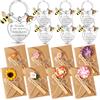 Otuuz 8 Sets Regali di Ringraziamento per Insegnanti 8 Portachiavi Api Arcobaleni in Metallo 8 Buste di Fiori Secchi con Biglietti di Auguri per Maestra Laurea Scuola Addio Giorno degli Insegnanti