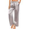 Ekouaer Pantaloni da pigiama da donna in raso di seta, casual, larghi, con coulisse, elastico in vita, gamba larga, con tasche, verde scuro, XXL