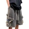 FCOOLYEET Pantaloncini da uomo Y2k Baggy Jorts Grunge Denim Shorts Hip Hop Star Shorts Jorts Patchwork Jeans Shorts Streetwear, Grigio, S