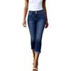 Onsoyours Capri Jeans Donna Estivi a Vita Alta Pantaloni Pinocchietto 3/4 Jeggings Elasticizzati con Tasche A Nero XL