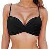 KOEMCY Top Bikini Donna Nero Spalline Regolabili Larghe Scollo a V Design Crossover Bralette con Supporto Push-Up per Spiaggia Vacanza e Moda Mare （S）