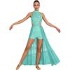 Oyolan Vestito Danza Contemporanea E Lirica Donna Tutu Balletto Body con Sequine Unituta Danza Latina Costume Verde Menta M