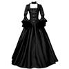 Generisch Vestito medievale da donna gotico, abito da principessa vittoriano, abito da sera lungo, per carnevale, cosplay, feste, Halloween, costume da rinascimento, maxi abito da cocktail, gonna a pieghe, Nero