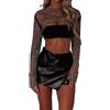BEJONS Felpa da Donna a Maniche Lunghe con Cappuccio Super Crop Top con Cappuccio estetica Punk Hip Hop Danza Sexy Rave Panno, Strass Neri., S
