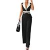 shownicer Tailleur Donna Elegante Completo 2 Pezzi Gilet Senza Maniche + Pantaloni a Gamba Larga con Cintura Tuta Due Pezzi Suit A Nero L