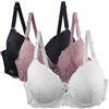 Generic Set di 3 reggiseni da donna con lacci, comodo reggiseno in pizzo con spalline regolabili, biancheria intima elegante per tutti i giorni e il tempo libero, reggiseni multicolore, blu cielo, 36C