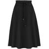 Generic Gonne Longuette di Lino Casual da Donna Gonna a Pieghe a Pieghe in Vita con Cravatta a Punto Smock con Tasche Gonna a Trapezio Svasata a Vita Alta -Nero-S