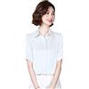 Bciopll Camicie da donna in seta a mezza manica con bottoni nascosti primavera estate camicie da lavoro in raso, bianco, M