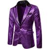 Generisch Giubbotto con paillettes da uomo, giacca da discoteca, oro giacca da discoteca, vestibilità regolare, con brillantini, brillanti, per matrimonio, ufficio, clubwear, feste, smoking, viola., M