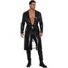 TTAO Trench in pelle pvc uomo giacca con cintura cappotto lungo in pelle cappotto lucido vernice cappotto outwear carnevale rave clubwear, Nero , XXL