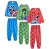 Marvel Set Pigiami per Ragazzi, Confezione da 3 | Top a Maniche Lunghe con Grafica Spiderman Hulk e Captian America per Bambini e Pantaloni Pigiama a Gamba Lunga in Rosso Verde e Blu