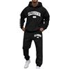 Generisch California - Tuta da jogging da uomo, semplice, casual, comoda, con cappuccio e pantaloni da jogging, in due pezzi, termici giapponesi, per il tempo libero, 2 pezzi, O nero., M