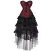 Hengzhifeng Corsetto Carnevale Donna con Gonna Costumi Steampunk (EUR 30-32,Rosso)