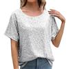 Generico T Shirt Donna Con Paillettes Capodanno Elegante Girocollo Camicia Brillantini Taglie Forti Con Lustrini Maglia Cocktail Per Feste E Serate Cerimonia T Shirt Curvy Manica Corta Glitter Blusa 2025