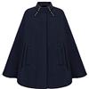 PengGengA Donna Maniche A Pipistrello Larghe Moda di Lana Asimmetrico Mantello Cappotto Stile Militare Blu