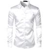 Dsimilarl Camicia da smoking in raso di seta bianca da uomo a maniche lunghe con vestibilità da uomo camicie da festa di nozze da ballo maschile camicia casual chemise