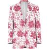 Suhoaziia Blazer casual da donna a maniche lunghe con risvolto con bottoni e tasca cardigan aperto sul davanti, Fiore rosa., 48