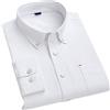 Vsadsau Camicia da uomo a maniche lunghe scozzese Oxford a righe con tasca singola toppa 100% cotone botton-down camicia T0C17-6 4XL