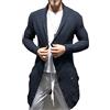 BREEWO Cardigan Uomo Tinta Unita Media Lunghezza Cappotto Maglia Uomo Sciolta Primavera Autunno Giacca Maglia Uomo Buchi Design Abbigliamento Giornaliero Giacca Casual Uomo C-Navy S