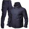 Generisch Tuta da pescatore da uomo, invernale, spessa, da campeggio, per allenamento tattico, impermeabile, con cappuccio, tattico, comoda, giacca e pantaloni, per attività all'aperto, pesca