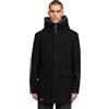STONE HARBOUR Cappotto invernale da uomo (S-3XL) - cappuccio fisso, 6 tasche, effetto lana - B768, Nero , L