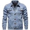 Onsoyours Giacca di Jeans da Uomo Giubbotto di Jeans Casual Bomber Jacket Corta Cardigan Casual Giacca Leggera Cappotto in Denim Button Tasche Multiple Streetwear A Azzurro S