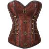 Josamogre Steampunk Corsetto Pelle Gothic Bustier Corset Pirata Barocco Natale Taglie Forti Donna Burlesque Marrone M