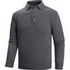 Lovraj Maglia da uomo con collo a polo - Taglie grandi invernali a maniche lunghe - Maglione caldo tinta unita, grigio., M