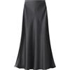 IKFGTJRE Gonna lunga da donna in raso, gonna lunga da donna, gonna estiva in raso, elegante, in seta, sottile, tinta unita, colore nero champagne, casual, linea ad A, per le donne, Grigio chiaro, L